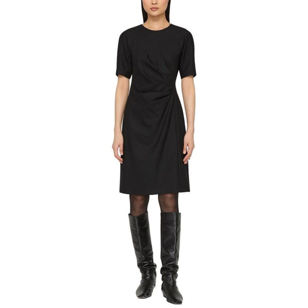 Lafayette 148 New York Womens Short Sleeve Pleated Waist Wool-Blend Dress
